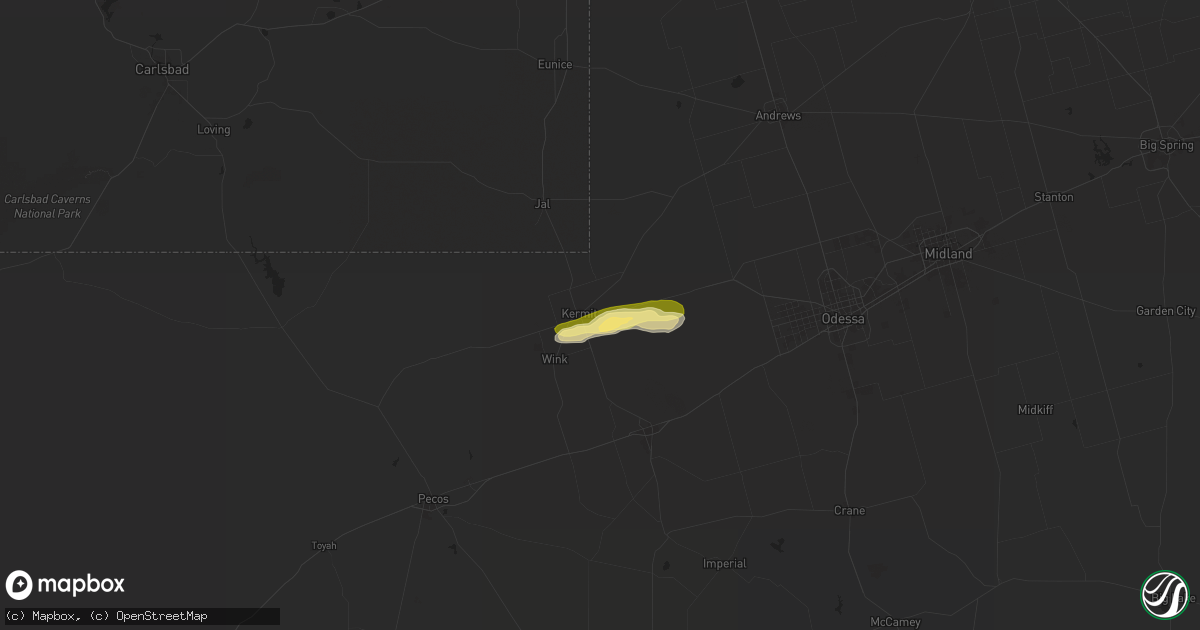 Hail map in Kermit, TX on October 23, 2025