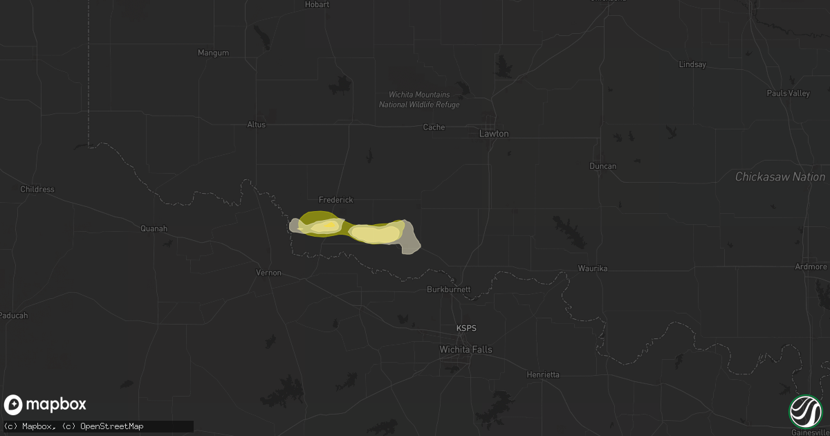 Hail map in Loveland, OK on October 23, 2025