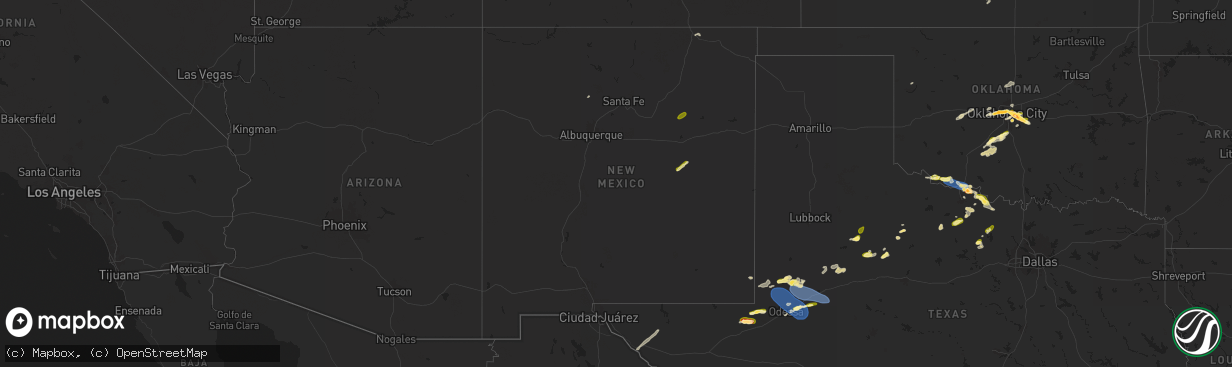 Hail map in New Mexico on October 23, 2025