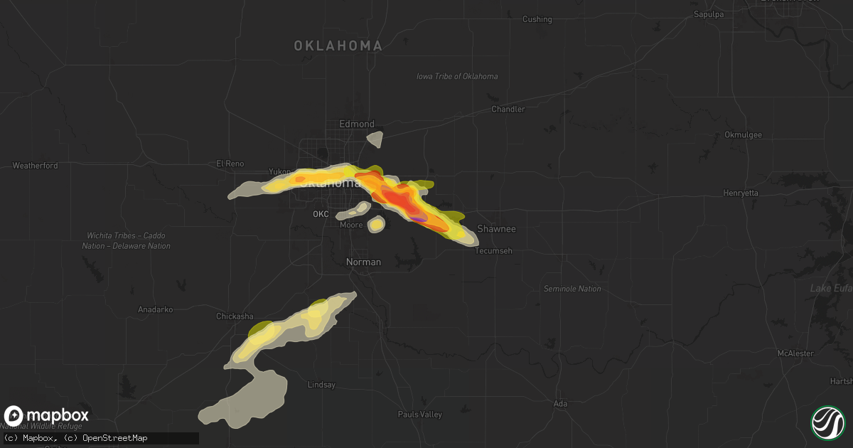 Hail map in Newalla, OK on October 23, 2025