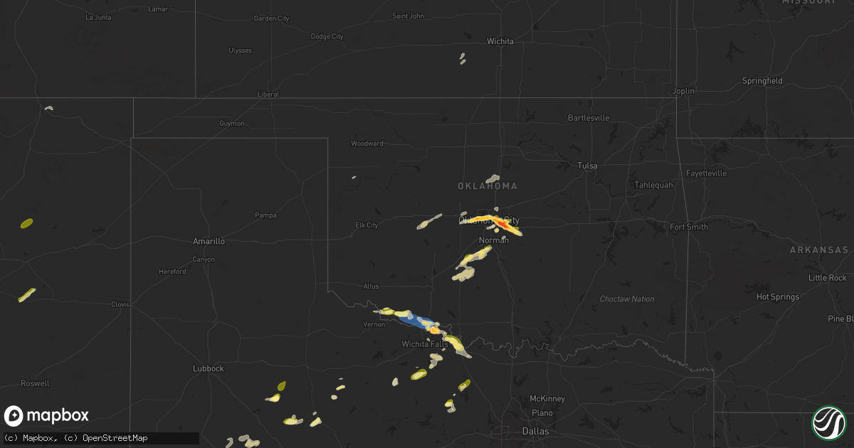 Hail map in Oklahoma on October 23, 2025