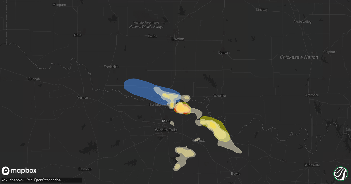Hail map in Randlett, OK on October 23, 2025