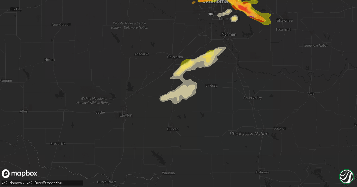 Hail map in Rush Springs, OK on October 23, 2025
