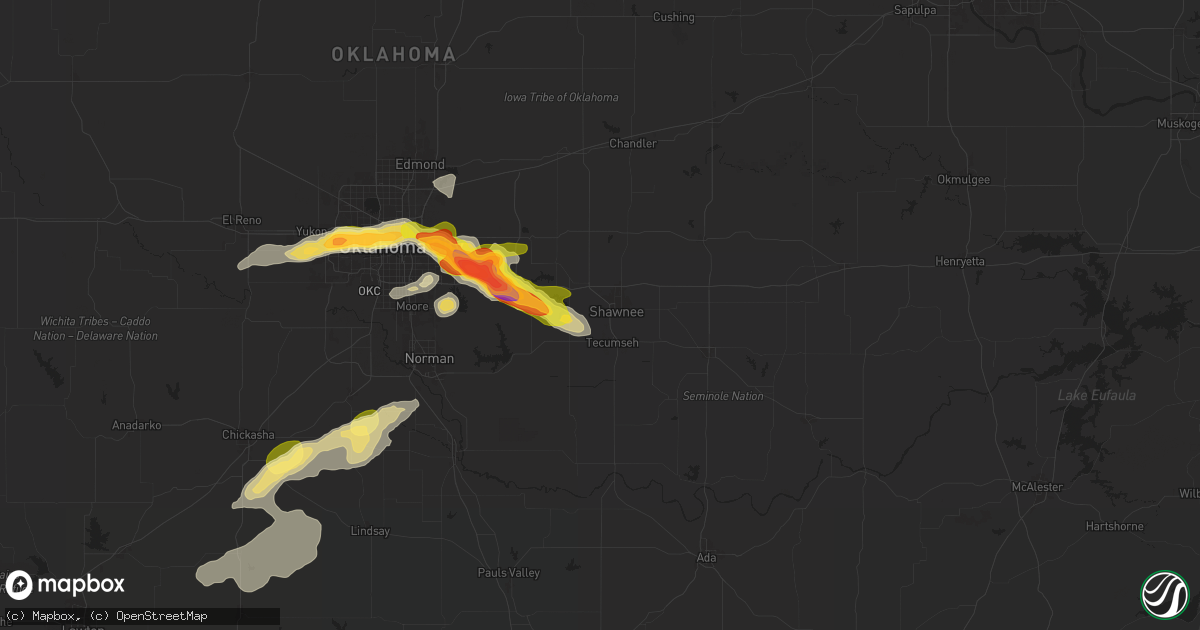 Hail map in Shawnee, OK on October 23, 2025