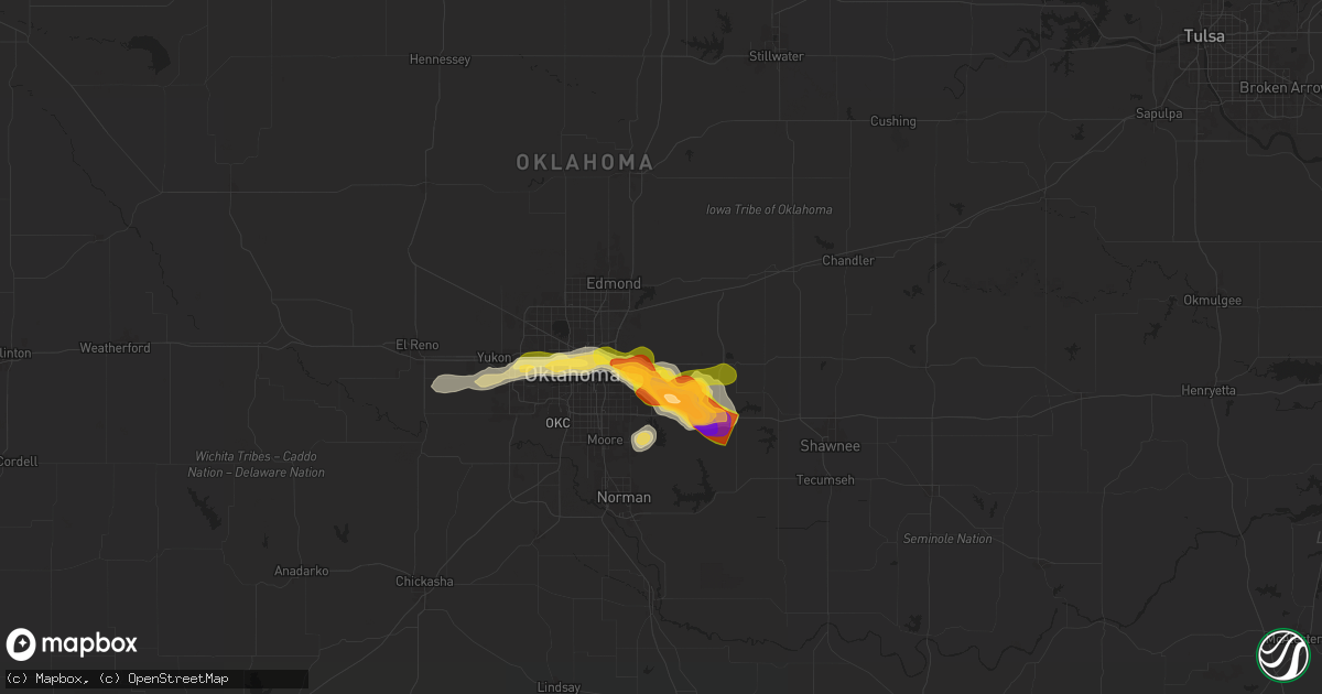 Hail map in Spencer, OK on October 23, 2025