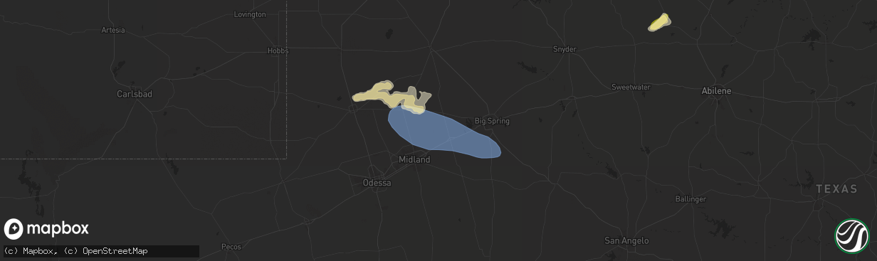 Hail map in Stanton, TX on October 23, 2025
