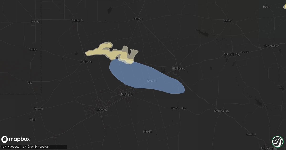 Hail map in Stanton, TX on October 23, 2025