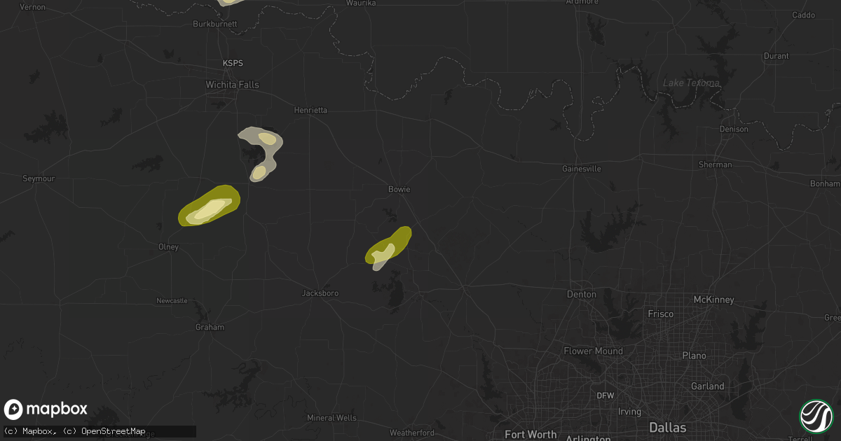 Hail map in Sunset, TX on October 23, 2025