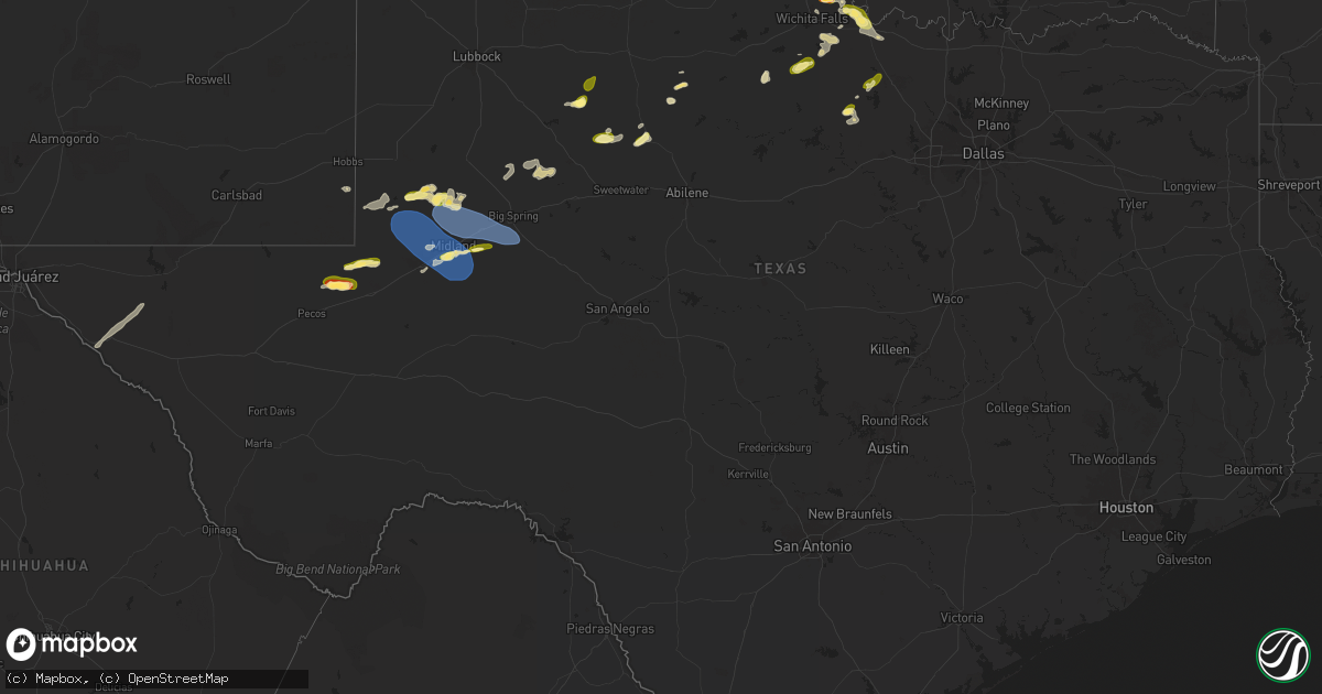 Hail map in Texas on October 23, 2025