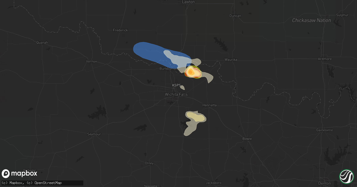 Hail map in Wichita Falls, TX on October 23, 2025