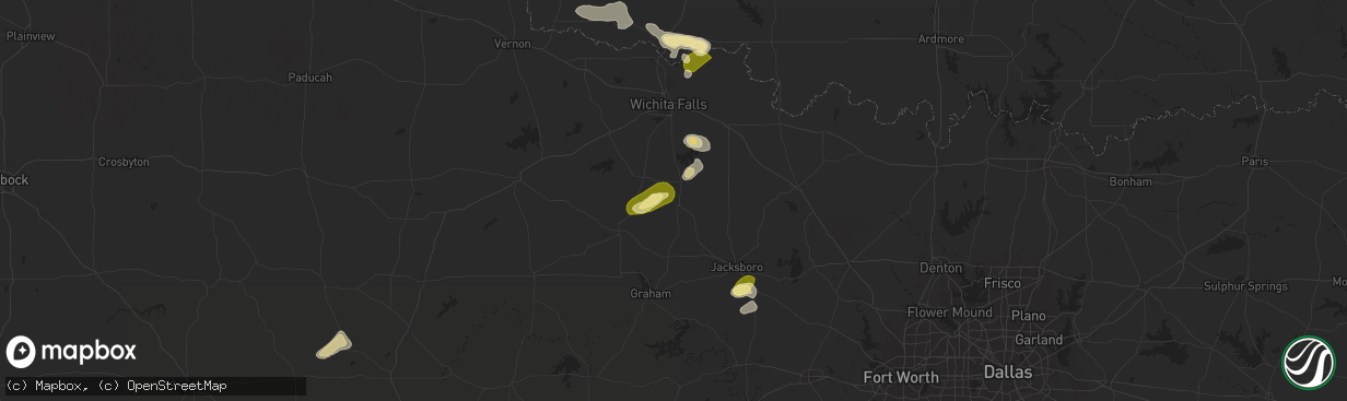 Hail map in Windthorst, TX on October 23, 2025