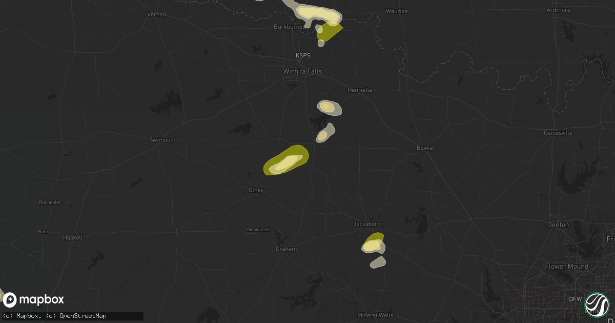 Hail map in Windthorst, TX on October 23, 2025