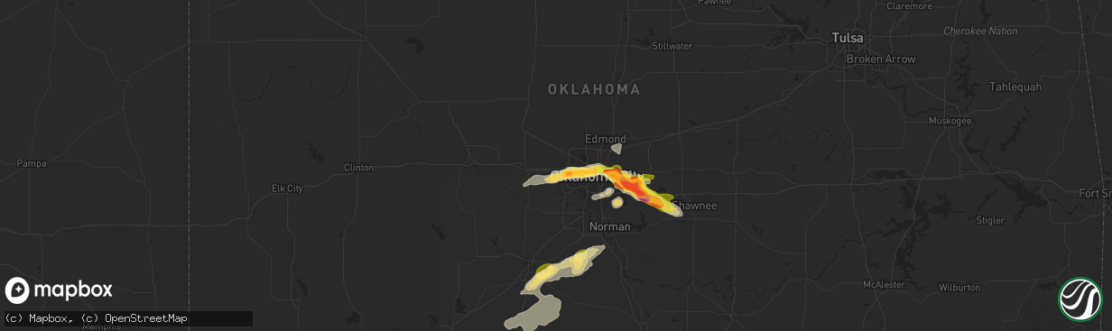 Hail map in Yukon, OK on October 23, 2025