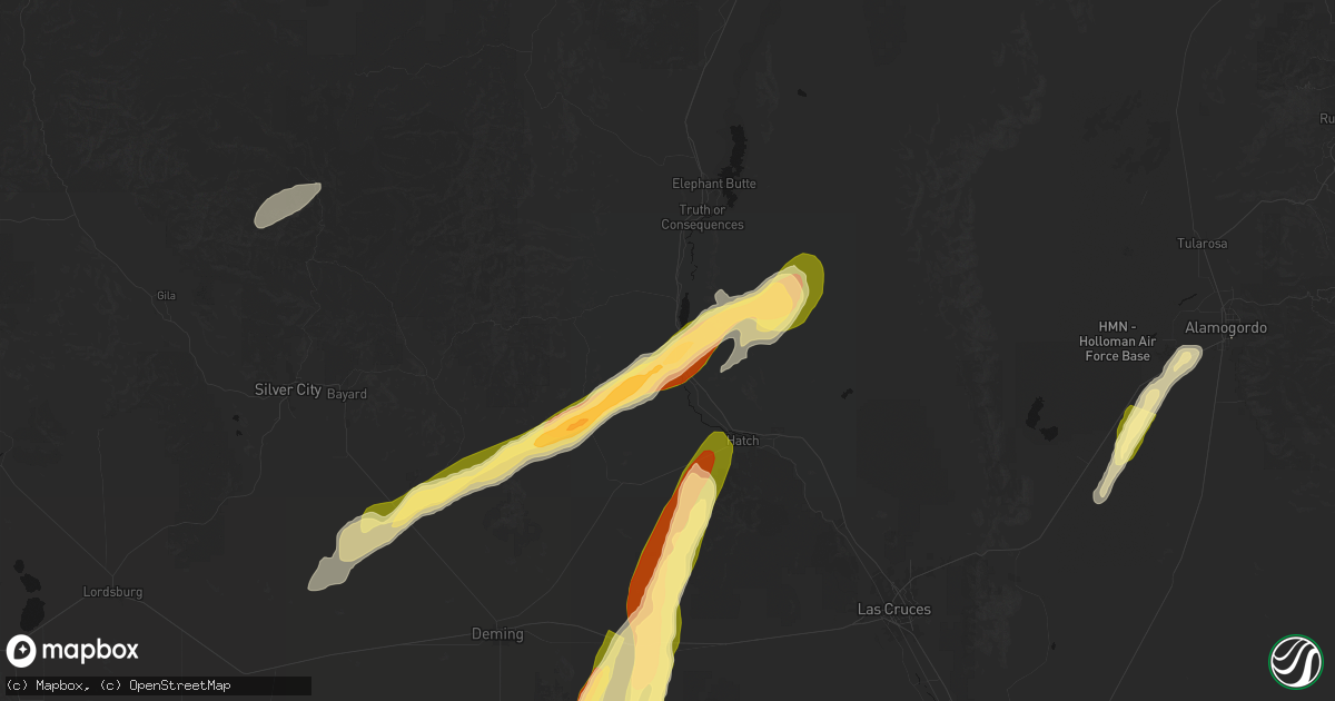 Hail map in Arrey, NM on October 23, 2026