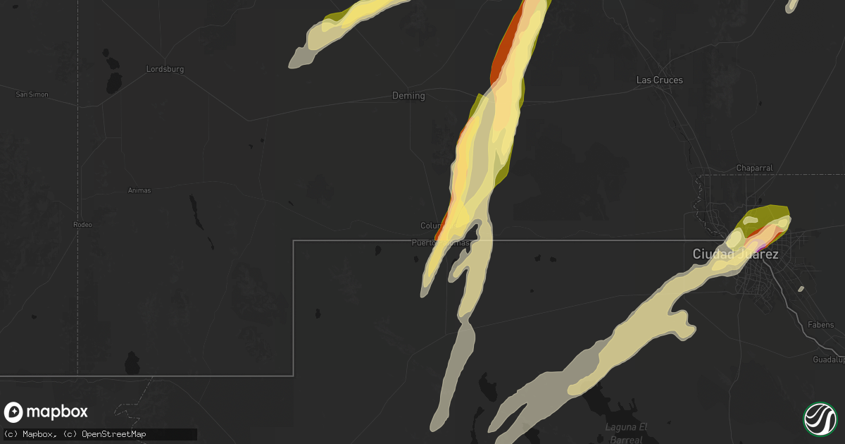 Hail map in Columbus, NM on October 23, 2026