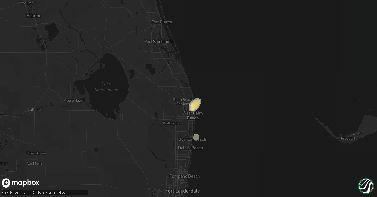 Hail map in Palm Beach Gardens, FL on October 23, 2026