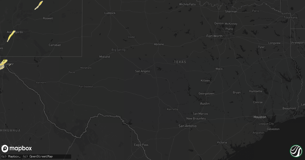 Hail map in Texas on October 23, 2026