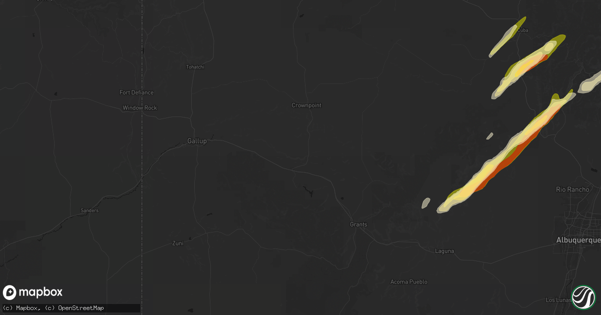 Hail map in Thoreau, NM on October 23, 2026