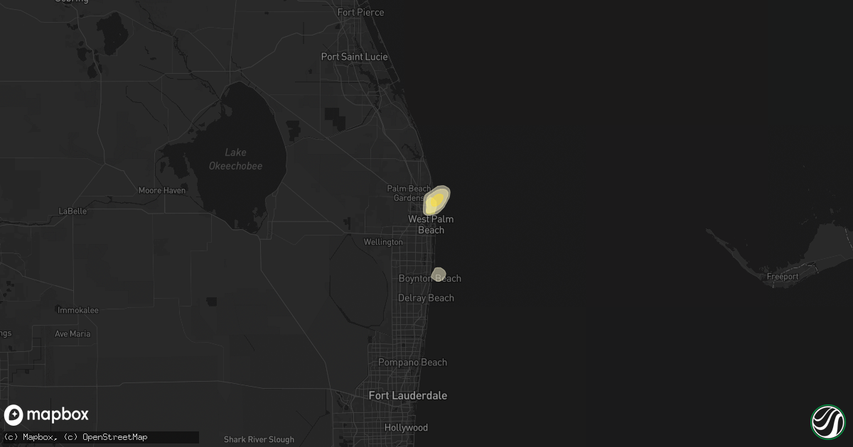 Hail map in West Palm Beach, FL on October 23, 2026