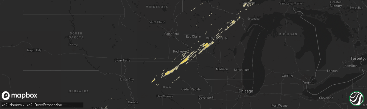 Hail map on October 24, 2012