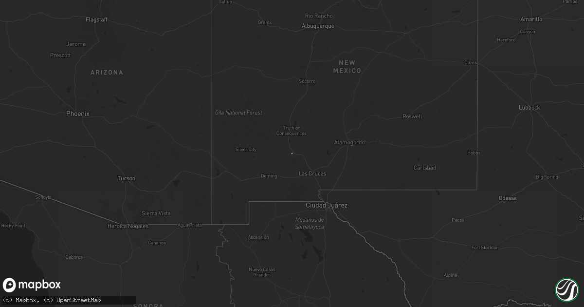 Hail map in New Mexico on October 24, 2013