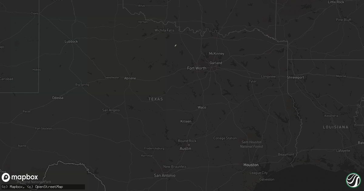 Hail map in Texas on October 24, 2019