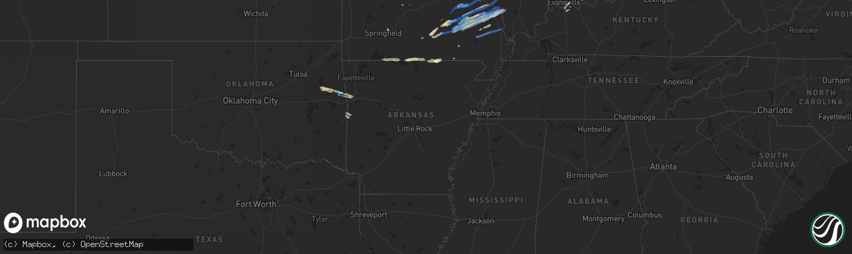 Hail map in Arkansas on October 24, 2021