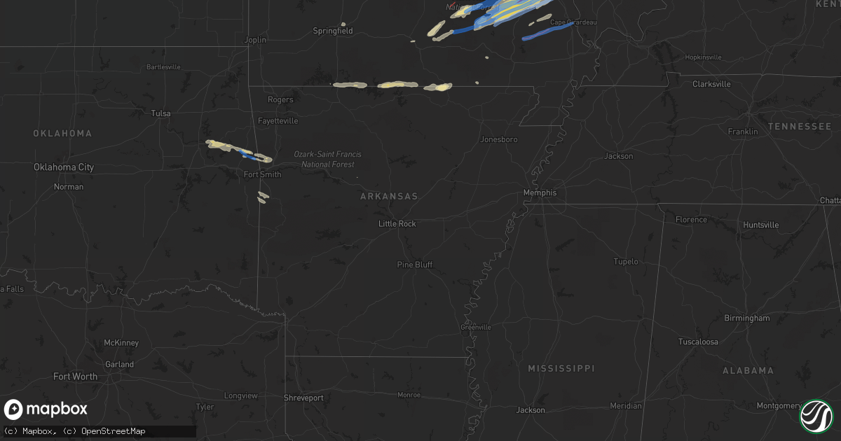 Hail map in Arkansas on October 24, 2021