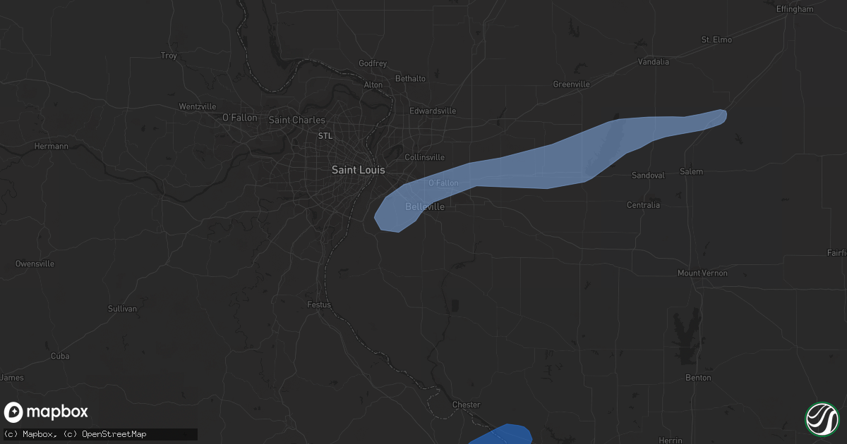 Hail map in Belleville, IL on October 24, 2021