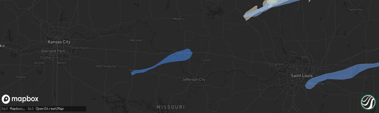 Hail map in Columbia, MO on October 24, 2021