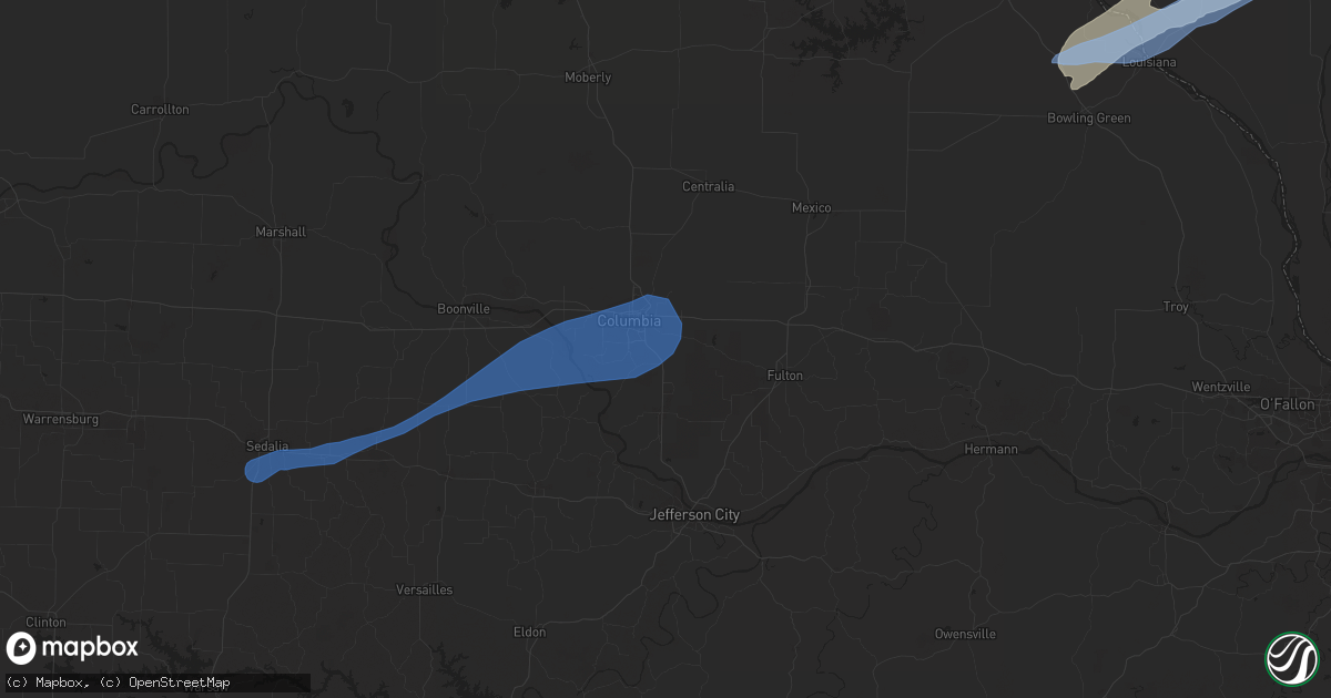 Hail map in Columbia, MO on October 24, 2021