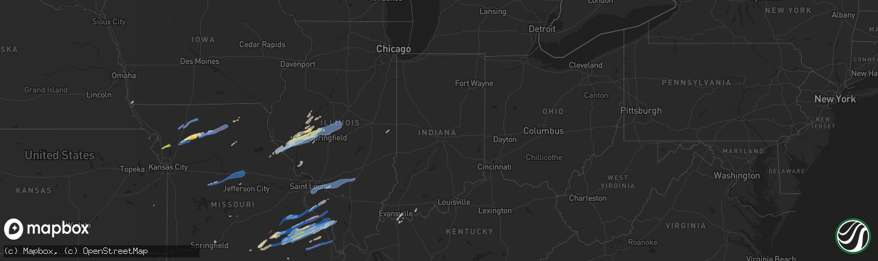 Hail map in Indiana on October 24, 2021