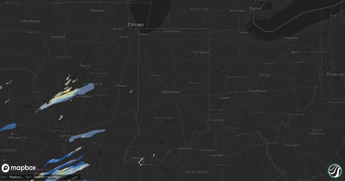 Hail map in Indiana on October 24, 2021