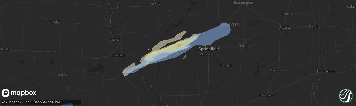 Hail map in Jacksonville, IL on October 24, 2021