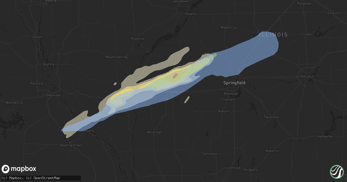 Hail map in Jacksonville, IL on October 24, 2021