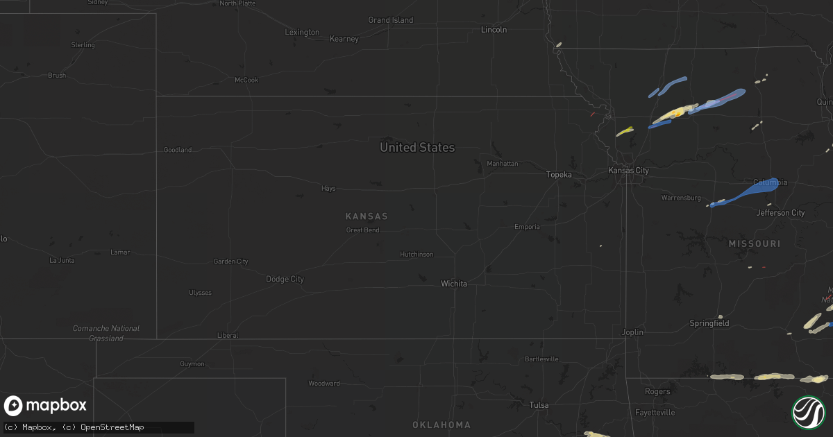 Hail map in Kansas on October 24, 2021