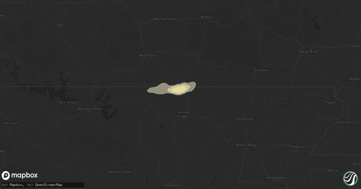Hail map in Mammoth Spring, AR on October 24, 2021