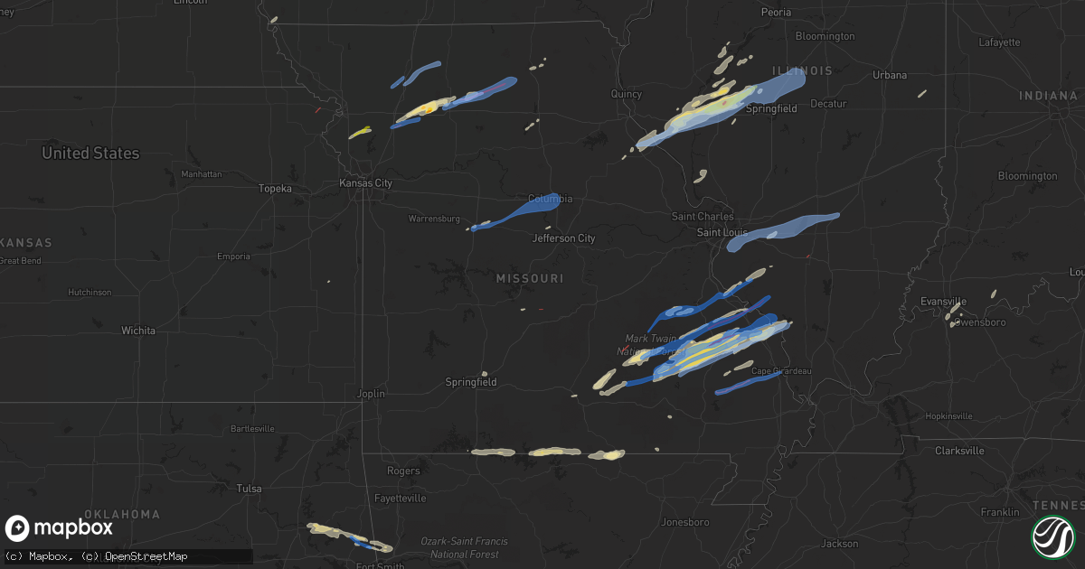 Hail map in Missouri on October 24, 2021