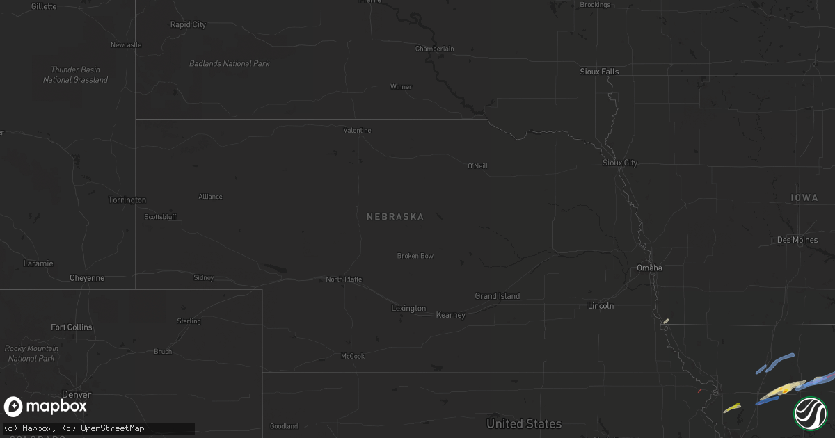 Hail map in Nebraska on October 24, 2021