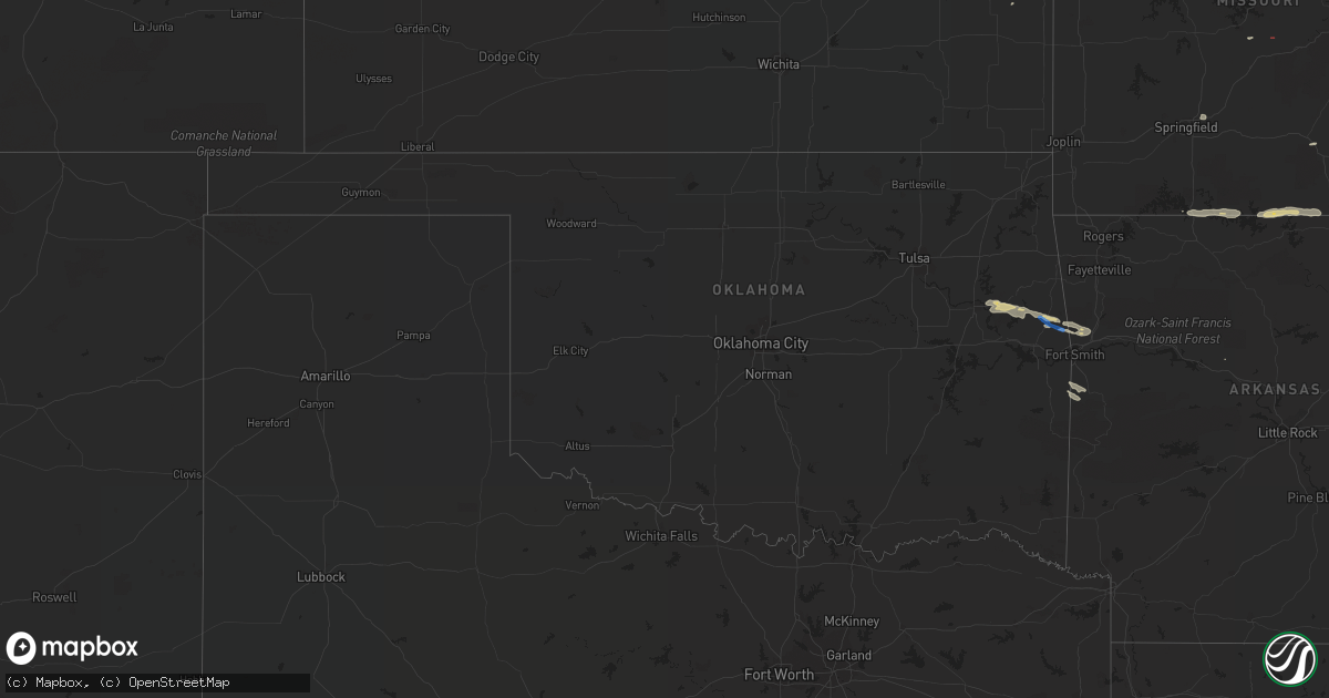 Hail map in Oklahoma on October 24, 2021