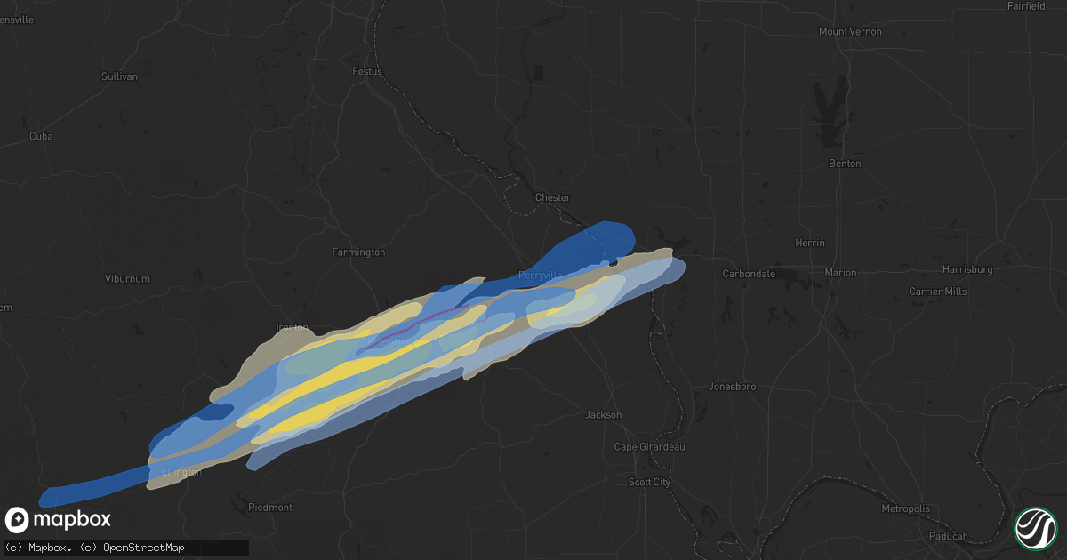 Hail map in Perryville, MO on October 24, 2021