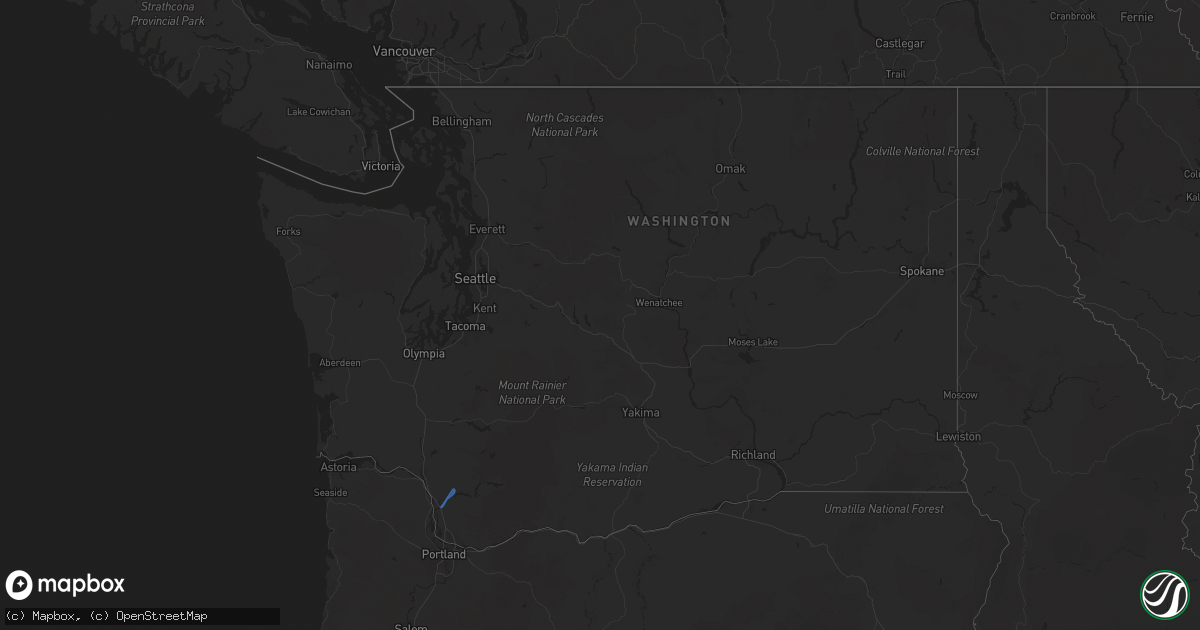 Hail map in Washington on October 24, 2021
