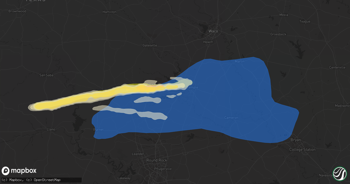 Hail map in Belton, TX on October 24, 2022