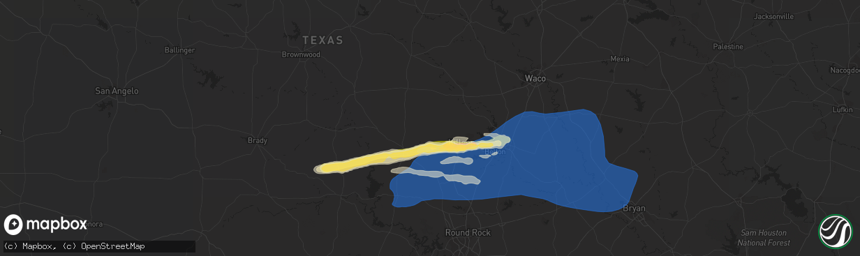 Hail map in Copperas Cove, TX on October 24, 2022