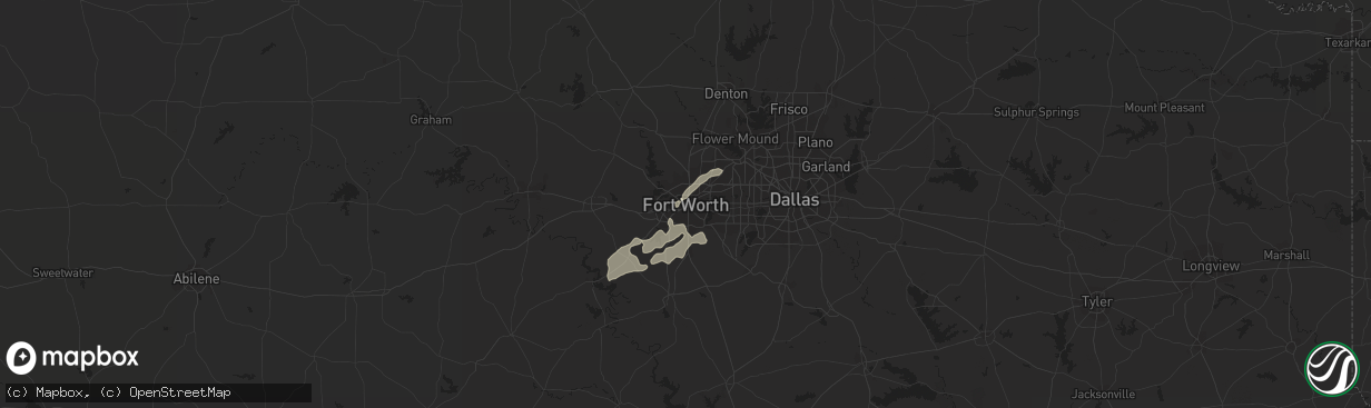 Hail map in Fort Worth, TX on October 24, 2022