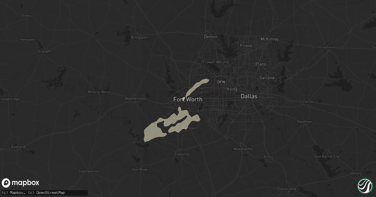 Hail map in Fort Worth, TX on October 24, 2022