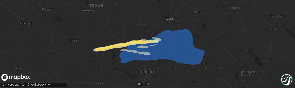 Hail map in Harker Heights, TX on October 24, 2022