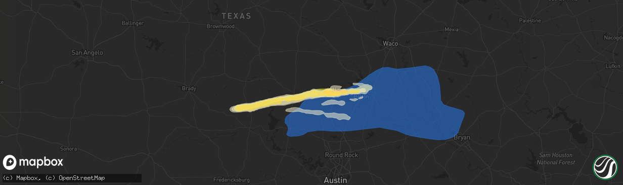 Hail map in Kempner, TX on October 24, 2022