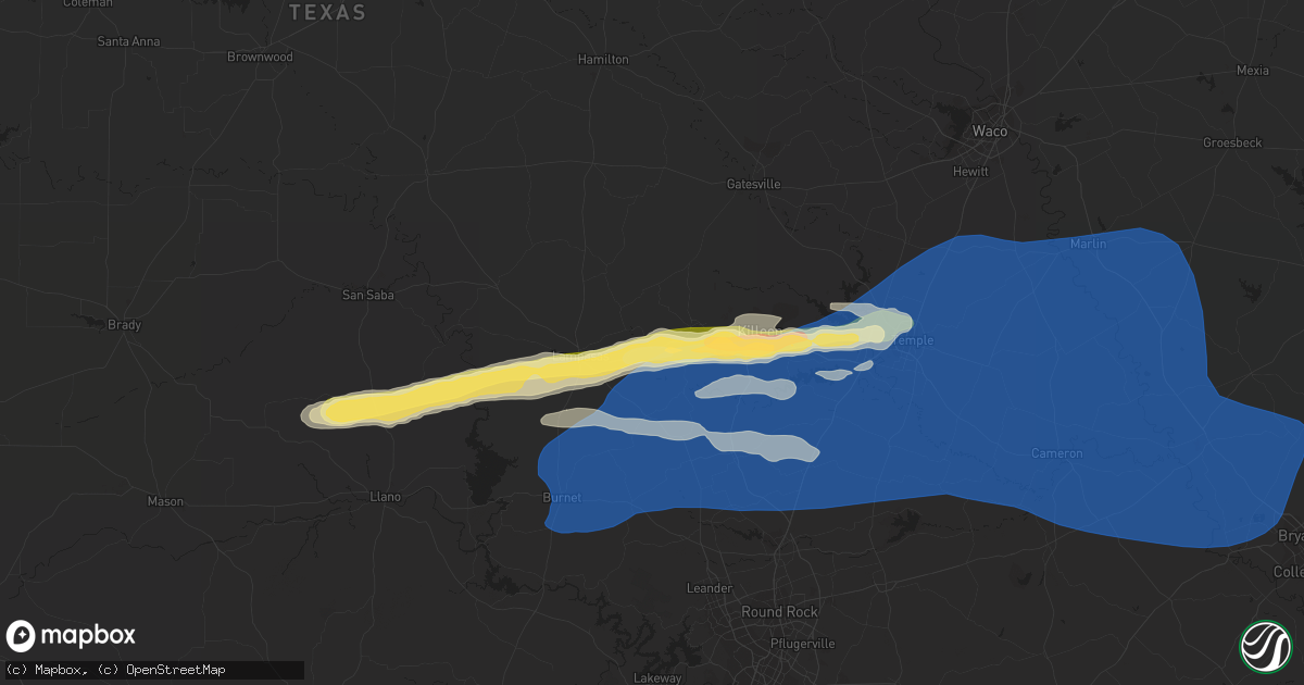 Hail map in Kempner, TX on October 24, 2022