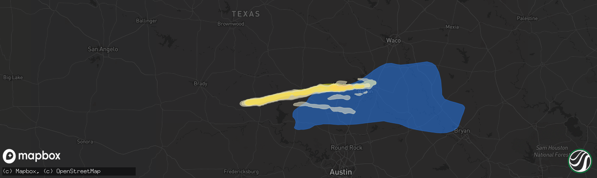 Hail map in Lampasas, TX on October 24, 2022